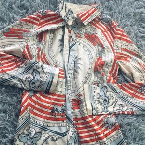 Lai Meng Five Cats Zodiac / Astrology Wheel / Sun Blouse / Button Down Shirt